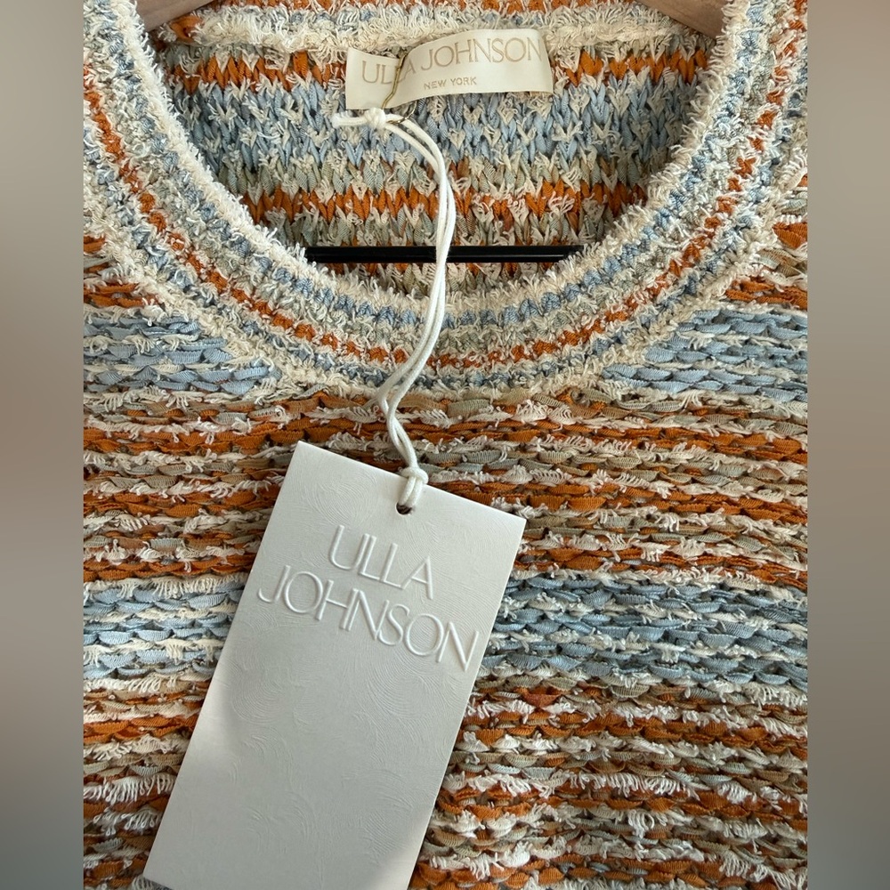 Ulla Johnson NWT Elara Puff Sleeve Blouse Multicolor Striped Knit Top Size Large - Picture 8 of 12